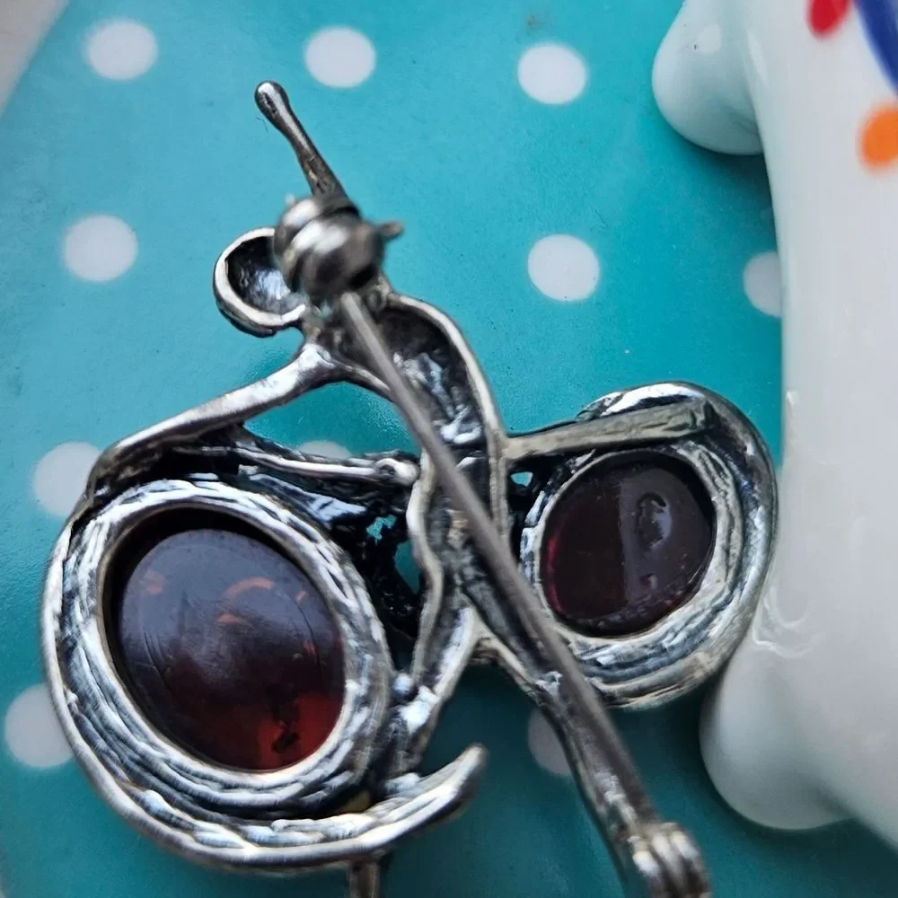 Elegant Silver and Amber Ballerina Brooch